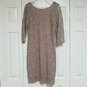 Nude/Tan Shimmery Lace Dress